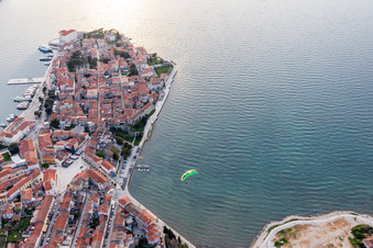 Bird's eye view of Poreč in the state Gespanschaft Istrien, Croatia