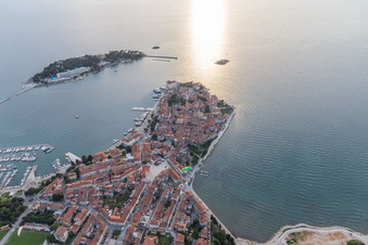 Drone recording of Poreč in the state Gespanschaft Istrien, Croatia