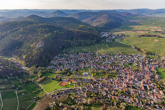 Oblique view of Landeck Castle Ruins in Klingenmünster in the state Rhineland-Palatinate, Germany