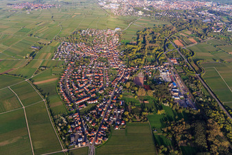View of the town in spring from the west in the district Godramstein in Landau in der Pfalz in the state Rhineland-Palatinate, Germany