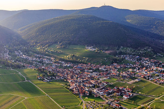 View of the wine village in spring from the east in the district SaintMartin in Sankt Martin in the state Rhineland-Palatinate, Germany