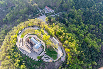 Drone recording of Oberhambach, Hambach Castle in the district Diedesfeld in Neustadt an der Weinstraße in the state Rhineland-Palatinate, Germany