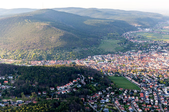 Neustadt an der Weinstraße in the state Rhineland-Palatinate, Germany viewn from the air