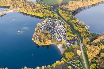 Quarry lake in Lingenfeld in the state Rhineland-Palatinate, Germany