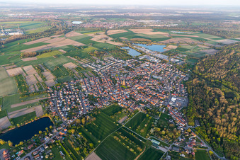 Town View of the streets and houses of the residential areas in Rheinsheim in the state Baden-Wurttemberg, Germany