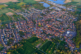 Church of St. Vitus in the town center from the west in the district Rheinsheim in Philippsburg in the state Baden-Wuerttemberg, Germany