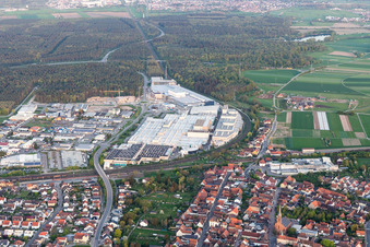 Aerial view of SEW-EURODRIVE GmbH & Co. KG in the district Graben in Graben-Neudorf in the state Baden-Wuerttemberg, Germany