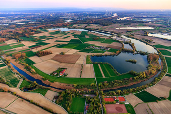Aerial view of From the north in Neupotz in the state Rhineland-Palatinate, Germany