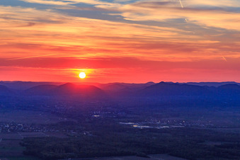 Sunset in the Rhine plain in Rohrbach in the state Rhineland-Palatinate, Germany