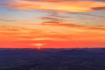 Sunset over the Palatinate Forest in Klingenmünster in the state Rhineland-Palatinate, Germany