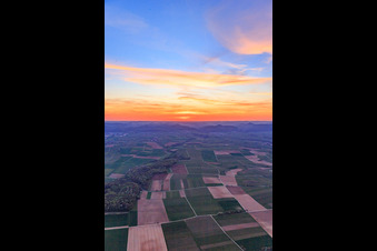 Sunset in the Rhine plain in Niederhorbach in the state Rhineland-Palatinate, Germany