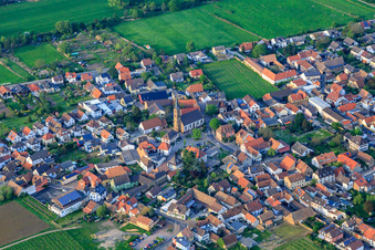 Town center with Catholic Church of St. Martin in Ruppertsberg in the state Rhineland-Palatinate, Germany
