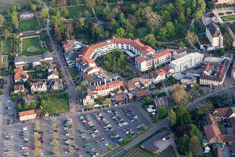 Aerial view of Apartment building at the spa park in Bad Dürkheim in the state Rhineland-Palatinate, Germany