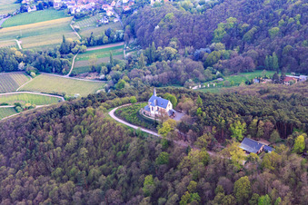 Aerial view of St. Anna Chapel from the north in Burrweiler in the state Rhineland-Palatinate, Germany