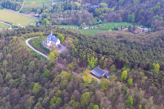 Aerial photograpy of St. Anna Chapel from the north in Burrweiler in the state Rhineland-Palatinate, Germany
