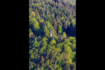 Aerial view of Martinsturm with Wasgaublick viewing point in Klingenmünster in the state Rhineland-Palatinate, Germany