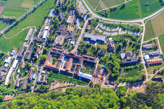 Aerial view of Pfalzklinik Landeck from the west with Pfalzklinikum for Psychiatry and Neurology Department of General Psychiatry in Klingenmünster in the state Rhineland-Palatinate, Germany