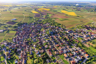 Wine-growing village on the German Wine Route from the west in the district Rechtenbach in Schweigen-Rechtenbach in the state Rhineland-Palatinate, Germany
