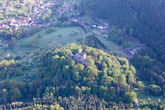 Oblique view of Bewartstein Castle in Erlenbach bei Dahn in the state Rhineland-Palatinate, Germany