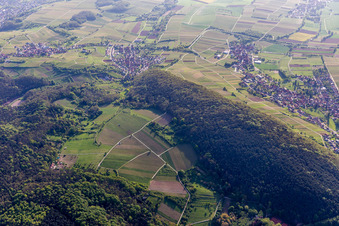 Aerial view of Haardtrand Wolfsteig in Pleisweiler-Oberhofen in the state Rhineland-Palatinate, Germany