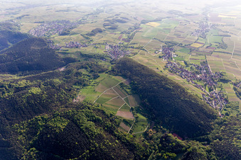 Aerial view of Pleisweiler-Oberhofen in the state Rhineland-Palatinate, Germany