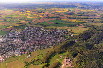 City view on the edge of the Palatinate Forest from the north in Bad Bergzabern in the state Rhineland-Palatinate, Germany