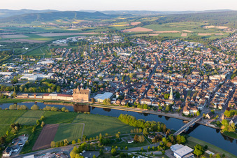 Town on the banks of the river Weser in Holzminden in the state Lower Saxony, Germany