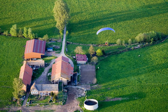 Mertzwiller in the state Bas-Rhin, France from the drone perspective