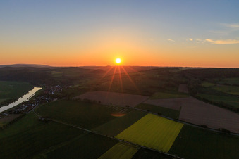Sunset on the Weser in Brevörde in the state Lower Saxony, Germany