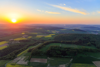 Sunset in the Weserbergland in Ottenstein in the state Lower Saxony, Germany