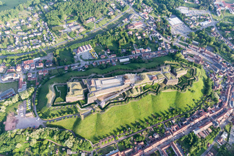 Citadel of Bitche in Bitche in the state Moselle, France from the plane
