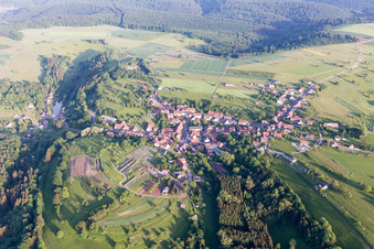 Aerial view of Volksberg in the state Bas-Rhin, France
