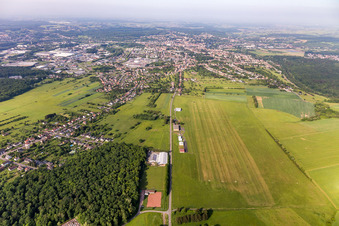Aerial photograpy of Sarreguemines - Neunkirch, airfield in Frauenberg in the state Moselle, France