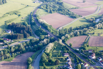 Aerial view of Saar Bridges in Zetting in the state Moselle, France