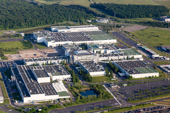 Aerial photograpy of Industrial and commercial area with Toussaint Sarl and Renz Sarl in Woustviller in Grand Est, France