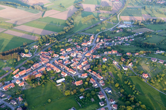 Aerial view of Vœllerdingen in the state Bas-Rhin, France