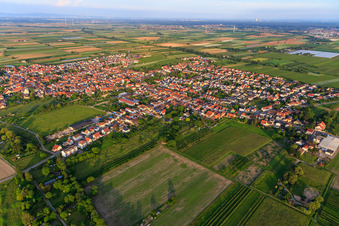 Aerial view of View of the town from the northwest in Meckenheim in the state Rhineland-Palatinate, Germany