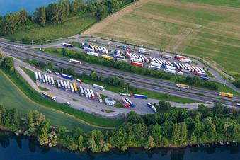 Spitzenrheinhof motorway car park on the A61 in Speyer in the state Rhineland-Palatinate, Germany