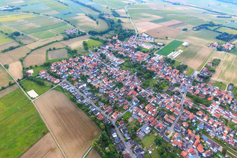 View of the town from the southwest in Minfeld in the state Rhineland-Palatinate, Germany