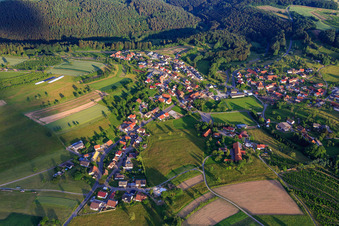 Aerial view of Village overview from the northwest in the district Laudenberg in Limbach in the state Baden-Wuerttemberg, Germany