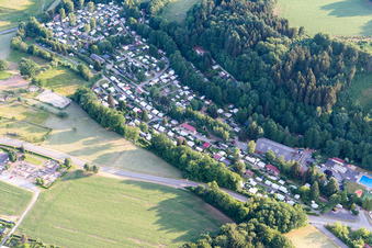 Aerial photograpy of Odenwald Camping in the district Krumbach in Limbach in the state Baden-Wuerttemberg, Germany