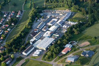 Aerial view of Storopack GmbH + Co. KG in the district Krumbach in Limbach in the state Baden-Wuerttemberg, Germany