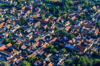 View of the town from the northwest in Undenheim in the state Rhineland-Palatinate, Germany