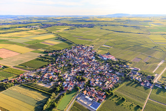 View of the town from the northeast in Gundheim in the state Rhineland-Palatinate, Germany