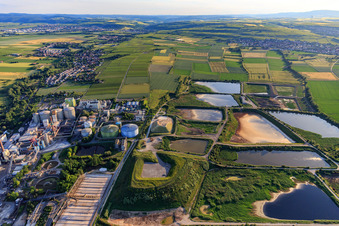 Oblique view of Südzucker AG in Obrigheim in the state Rhineland-Palatinate, Germany