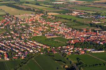 View of the town from the west in Dirmstein in the state Rhineland-Palatinate, Germany