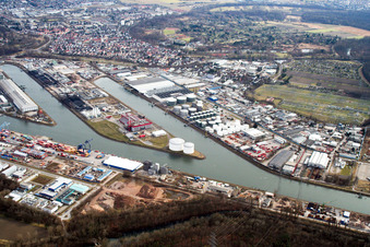 Rhine harbor in the district Mühlburg in Karlsruhe in the state Baden-Wuerttemberg, Germany