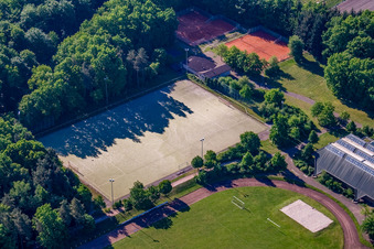 Oblique view of TUS 1908 Schaidt, sports facilities in the district Schaidt in Wörth am Rhein in the state Rhineland-Palatinate, Germany