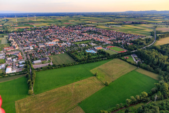 City view from the north in Offenbach an der Queich in the state Rhineland-Palatinate, Germany