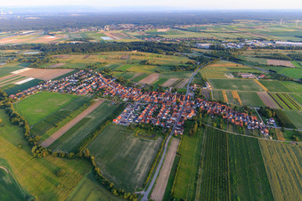 View of the town from the north in Erlenbach bei Kandel in the state Rhineland-Palatinate, Germany